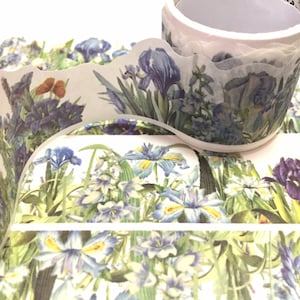 Cinta washi con flores de color índigo morado de 3 m x 3 cm, flor de tono morado, hortensia, lavanda, flor silvestre, planificador de jardinería, decoración de flores, calcomanía de pared