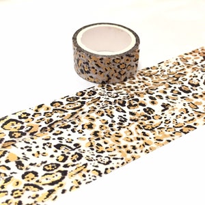 Gold Leoparden Muster Washi tape 3M Rosetten Tierhaut Classic Leopard deko gold foiled Sticker tape ooak delux geschenkverpackung dekor Bild 6