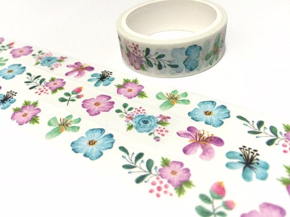 purple flower washi tape 5M fragrant flower purple blue tone flower garden flower deco sticker tape scrapbook diary life planner decor gift