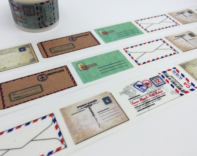 Happy Mail Tape 5M Retro Envelope EXTRA WIDE Washi Tape Etsy