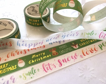 Christmas tree ornaments wide washi tape Christmas ball hanging ornament Christmas wreath food party DIY cards craft project decor gift