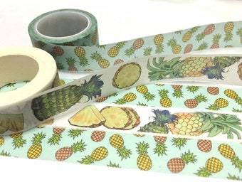 Pineapple themed washi tape 1 Roll sweet Fresh sliced pineapple Whole pineapple wild pineapple with leaves mini pineapple pattern sticker