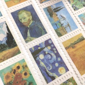 Van Gogh Malerei washi tape Aufkleber Fina Kunst Meisterwerk Sternennacht Weizenfelder Landschaft Van Gogh Postkarte Geschenk Mini Dekoration Bild 2