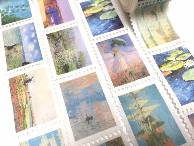 Monet beste Sammlung Washi Tape Aufkleber berühmtes Gemälde Meisterwerk Frau mit einem Sonnenschirm Postkarte Dekoration Mini-Kunstprojekt Geschenk Bild 5