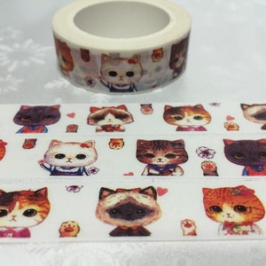Lovely Cat washi tape 10M kawaii cat cartoon cat pussy cat masking tape cat planner sticker cat diary scrapbook meow meow gift decor