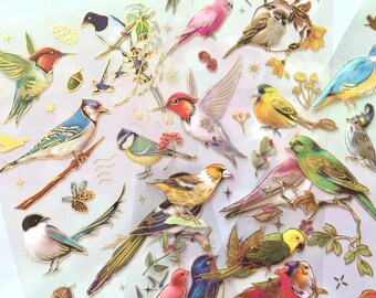 set of 3 Colorful birds sticker tape super cute bird wild bird collection bird themed Garden DIY bird deco bird art planner scrapbook gift