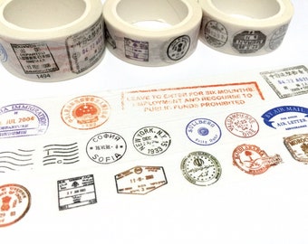 passport stamp washi tape stamp seal vector travel journal air mail label world trip travel journal travel themed stamp sticker tape set