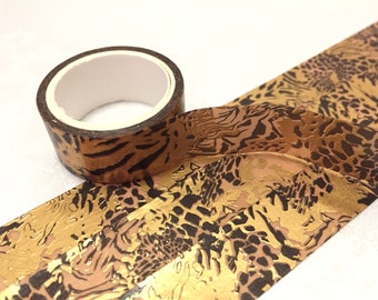Gold black abstract aniaml skin washi tape 3M abstract art skin pattern Classic gold foiled sticker tape ooak delux gift wrapping decor