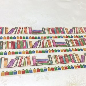 Bookshelf washi Masking tape 5M colorful books wood pencil deco masking tape Reading planner Library books scrapbook diary sticker gift image 4
