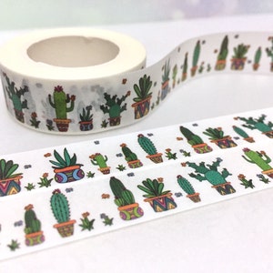 Ruban adhésif décoratif pour plantes vertes en pot de 7 m de cactus, autocollant pour plantes succulentes, agenda de jardinage, mini ruban adhésif décoratif pour jardin
