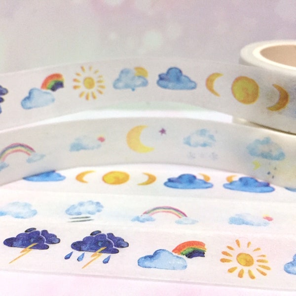 weather washi tape 5M Daily weather themed climate sunny day rainbow rainy day lighting moon crescent diary weather planner sticker gift