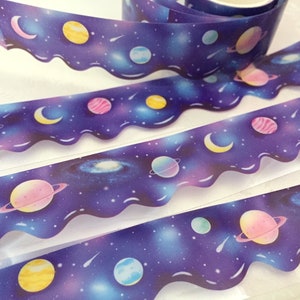 Planetas do espaço sideral Fita adesiva transparente 3 M x 3 cm Tema de planeta extravagante Sistema SOLAR Fita adesiva universo diário planejador scrapbook decoração presente