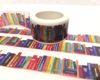 Bookshelf washi Masking tape 5M x 2cm colorful books deco masking tape Reading planner sticker Reading Library books  scrapbook diary gift