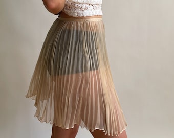 90s Armani Pink Pleated Silk Sheer Skirt