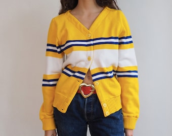 90s Varsity Yellow Cardigan