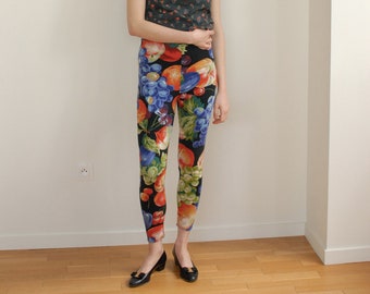 90s Kenzo Fruit Print Cotton Leggings