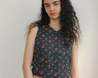 90s Kenzo Flower Print Vest with Buttons