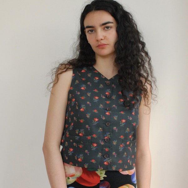 90s Kenzo Flower Print Vest with Buttons