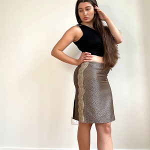 Vintage Ferre Polka dot Brocade and Lace Applique Skirt image 1