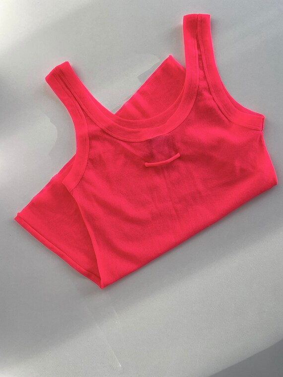 90s Jean Paul Gaultier Sheer Neon Pink Mesh Tank … - image 8