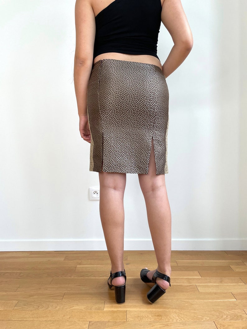 Vintage Ferre Polka dot Brocade and Lace Applique Skirt image 8
