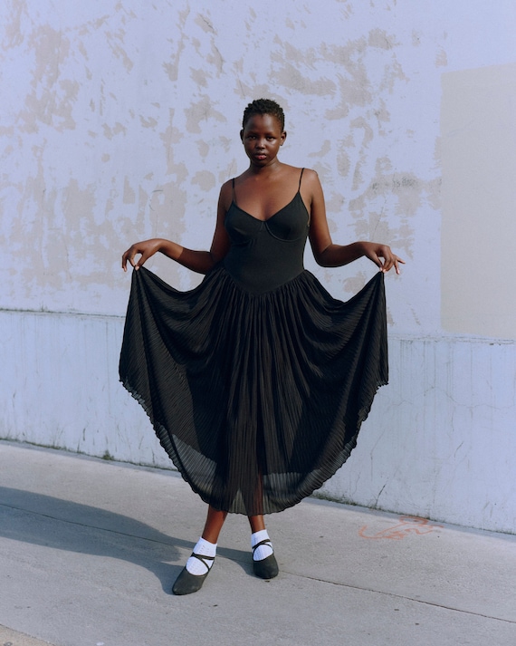 Vestido negro con body balconette Sportmax de los anos 90 Etsy Espana