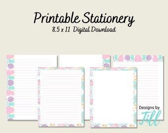 Afdrukbaar briefpapier, 8.5x11 briefpapier, Afdrukbare briefpapierkit, Gevoerd briefpapier, Afdrukbaar papier, Afdrukbaar schrijfpapier, Roze