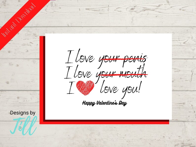 Printable Valentines Day, Naughty Valentines Day Card, I Love You, Digital Download, Valentine ...