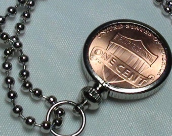 NEW Lucky Penny Necklace Coin Bezel Charm, lucky penny, good luck charms, birthday gifts, necklace, jewelry with coins, anniversary gifts