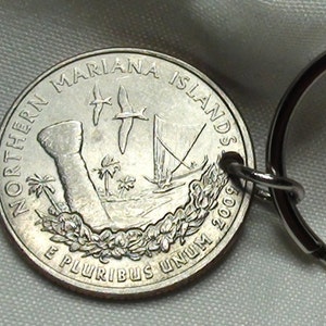 Northern Mariana Islands Quarter KEYCHAIN, 2009 quarter, keychain, car keys, u.s. territories quarters, USA currency, unique birthday gifts