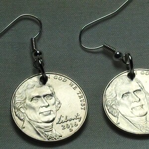 NICKEL Earrings, BRAND NEW 2016 Nickel Earrings, Coin Earrings, dangle earrings, earrings, coin jewelry, custom jewelry, unique earrings
