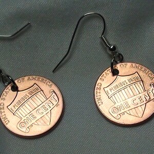 Lucky Penny Earrings, BRAND NEW Penny Earrings, Shield Back Penny, dangle earrings, earrings, coin jewelry, custom jewelry, unique earrings