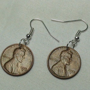 LUCKY PENNY Earrings, Lucky Penny, Dangle Earrings, Vintage Coins, Custom Earrings, Jewelry, Custom Jewelry, lucky, Coin Earrings, 1973