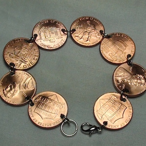 Lucky Penny Bracelet, Birthday, Custom Jewelry, Custom Bracelet, Coin Jewelry, Link Bracelet, Lincoln, Coins, Unique Gifts, one of a kind