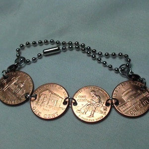 PENNY Bracelet, 2009 Penny Bracelet all four reverse designs, 8 year old birthday present, Coin Bracelet, Custom Jewelry, Unique Kid Jewelry