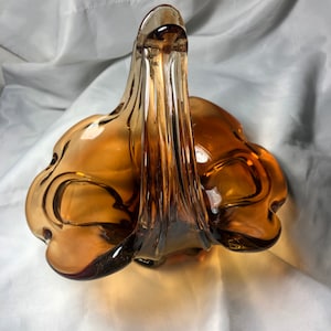 Duncan Miller Crystal Basket, Duncan Miller, Duncan Miller glass, crystal, collectable glass, amber glass, glass basket