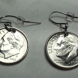 Dime Earrings, perfect 10, earrings with coins, girls gifts, dangle earrings, earrings, jewelry, coins, custom jewelry, unique gifts, womens