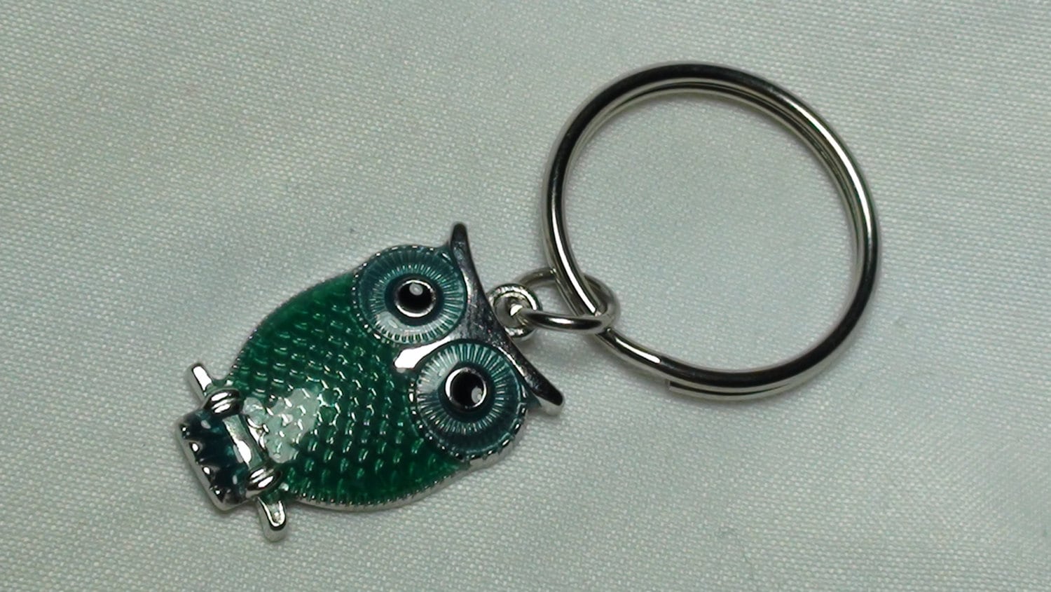OWL Keychain teal color owl, animal keychains, good luck charm, unique gifts, nature key rings, keyc