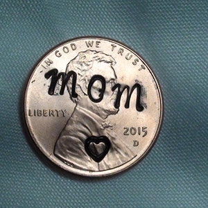 Lucky Penny opieczętowane Mama z sercem, groszek szczęście, urok powodzenia, specjalne osoby, Penny, dzień matki, miłość, romans, wdzięki, unikalne prezenty