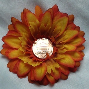 Lucky Penny FLOWER HAIR CLIP, lucky penny, penny, Good Lucky Charm, clip, hair clips, hair bow, barrettes, unique gifts, hair accessories