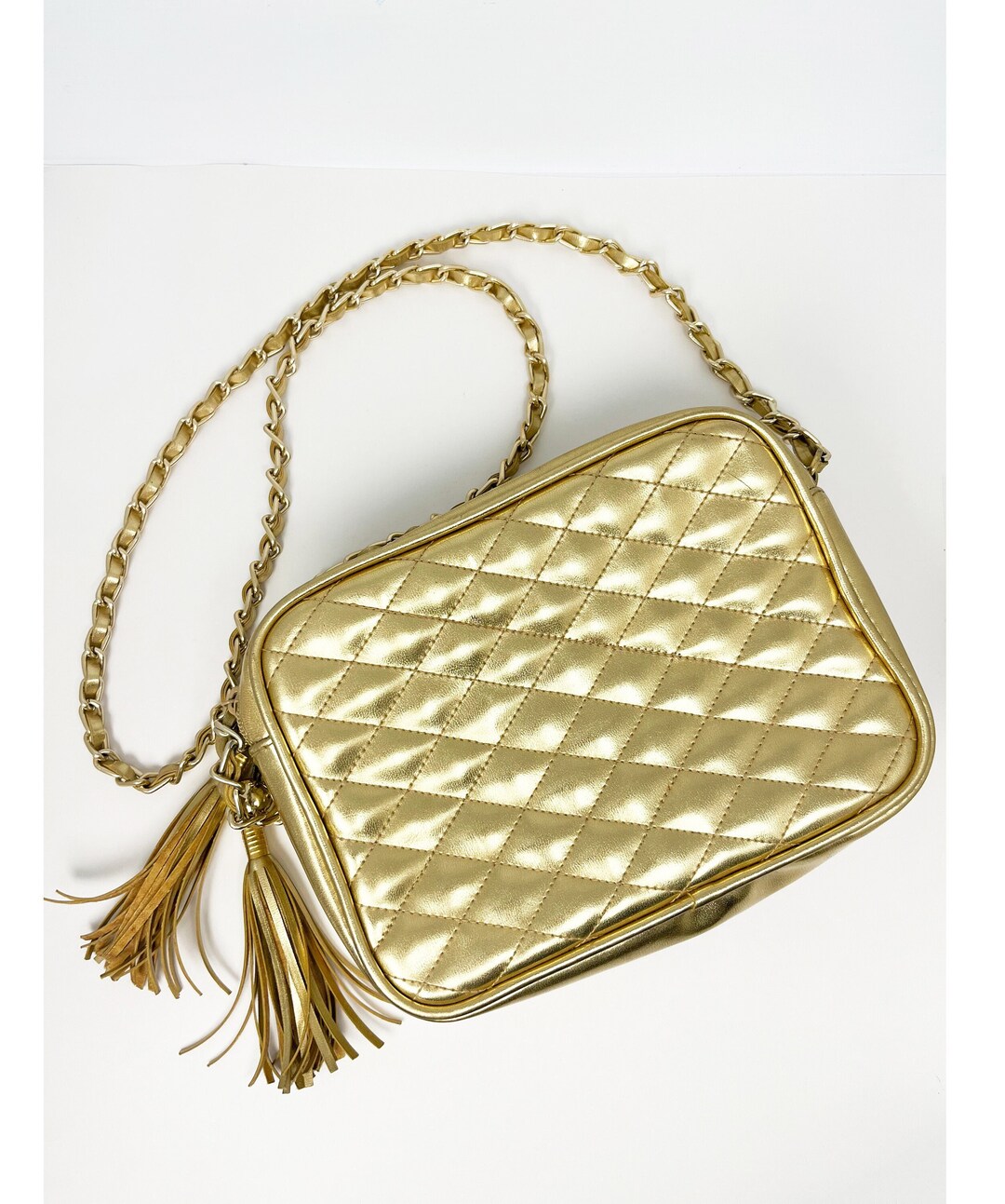 Vintage Gold Quilted Metallic Purse With Tassel Fringes - Etsy