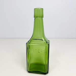 Vintage 6" Wheaton green glass bitters bottle - 60s reproduction