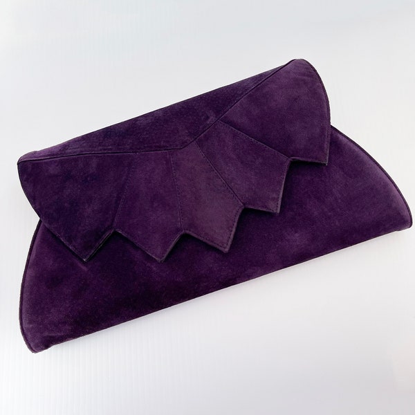 Vintage purple suede Brumelle clutch from Italy