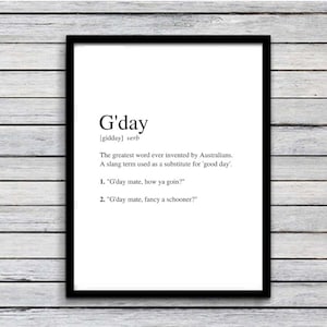 G&#39;day | Art Print | Australian Humour | Funny Art | A4 Unframed - Free Shipping within Australia
