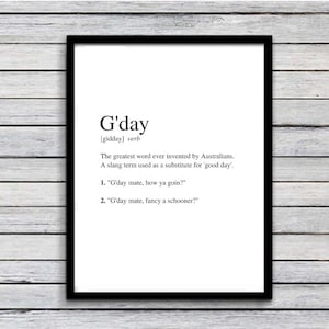 G'day | Art Print | Australian Humour | Funny Art | A4 Unframed - Free Shipping within Australia