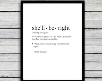She&#39;ll Be Right | Art Print | Australian Humour | Funny Art | A4 Unframed - Free Shipping within Australia