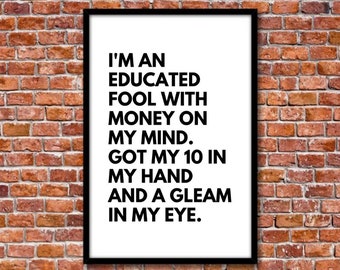 Coolio | Gangsters Paradise Lyrics | Art Print | A4, A3 |  Unframed - Free Shipping in Australia