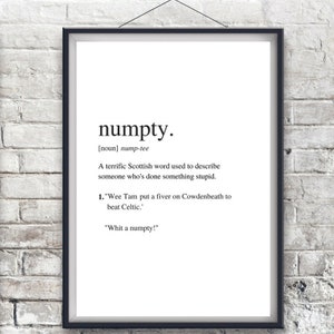Numpty / Stampa personalizzata / Slang scozzese / Stampa divertente / A4 senza fotogrammi