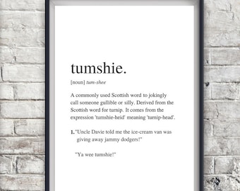 Tumshie | Custom Print | Scottish Slang | Funny Print | A4 Unframed