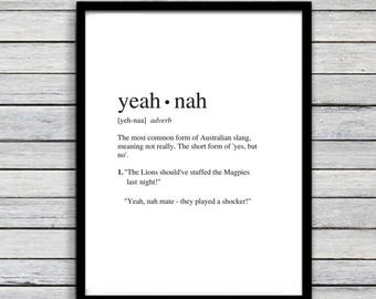 Yeah Nah | Art Print | Australian Humour | Funny Art | A4 Unframed - Free Shipping within Australia